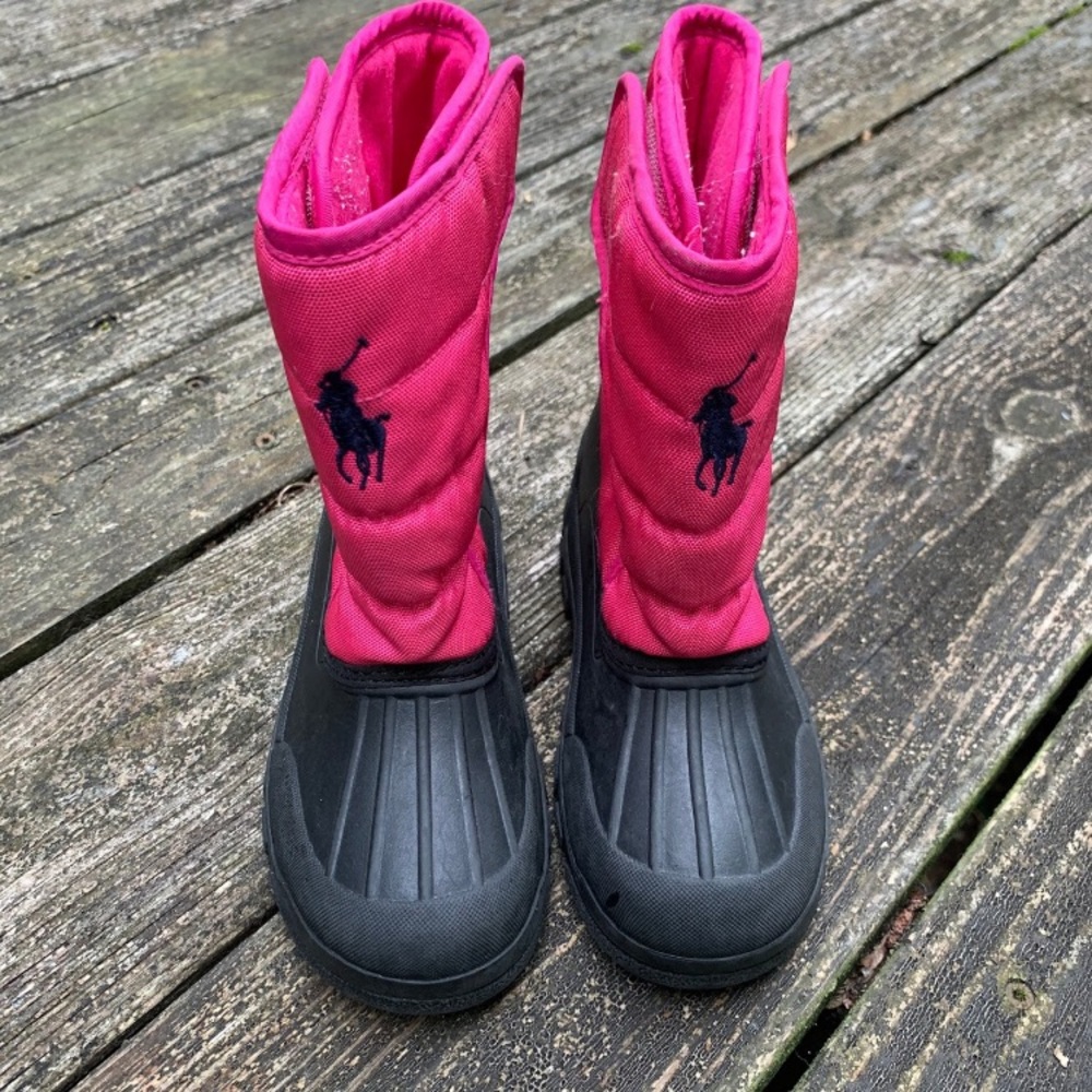 Ralph Lauren girls pink & black duck boots Kids 3